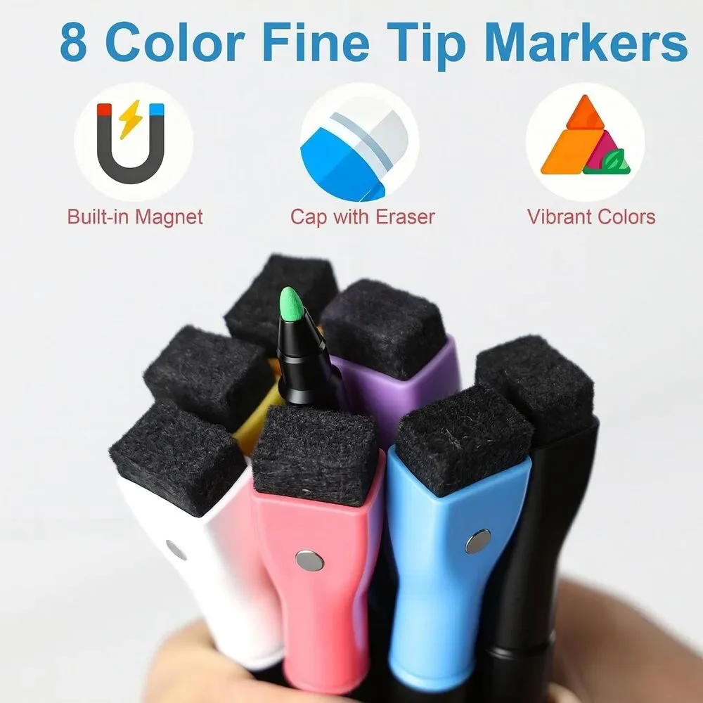 8 Color Magnetic Liquid Chalk Markers Fine Tip Wet Erase Glass Window Board